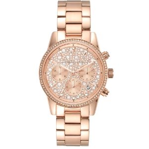 Women Ritz Rose Gold Round Chronograph Watch MK7302