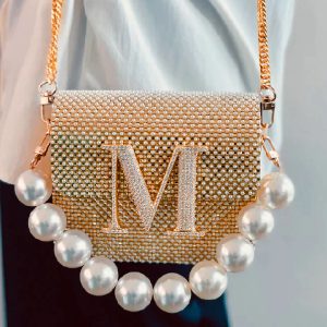 Personalized Gold Pearle Crossbody Bag